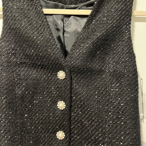 JASON WU Black Metallic Tweed Jewel Button Vest | Size Medium - Picture 5 of 12